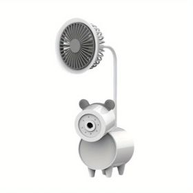 Cute Cartoon USB Fans With Pen Holder Pencil Sharpener, Rechargeable Fan For Children Business Gift