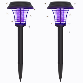 2pcs Solar Bug Zapper Outdoor Lights; Solar Powered Zapper Lamp; For Indoor And Outdoor Use