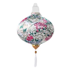12inch White Dahlia Chinese Cloth Lantern Decorative Floral Round Hanging Paper Lantern for Outdoor Garden Party