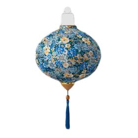 12inch Blue Daisy Chinese Cloth Lantern Decorative Floral Round Hanging Paper Lantern for Outdoor Garden Party
