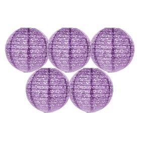 5 Pcs 8" Purple Chinese Style Paper Lantern Hollow-out Decorative Hanging Lanterns for Wedding Party Christmas