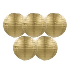 8 Inches 5 Pcs Golden Chinese Style Paper Lantern Blank Decorative Hanging Lanterns for Garden Party Wedding Lampshade