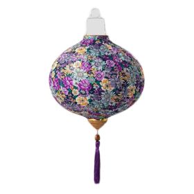 12inch Purple Daisy Chinese Cloth Lantern Decorative Floral Round Hanging Paper Lantern for Outdoor Garden Party