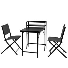 3PCS Patio Bistro Set, Patio Set of Foldable Patio Table and Chairs,Outdoor Patio Furniture Sets,Black
