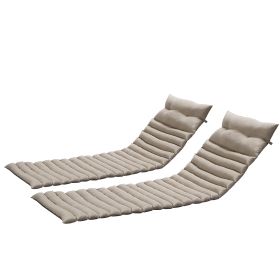 2PCS Set Outdoor Lounge Chair Cushion Replacement Patio Funiture Seat Cushion Chaise Lounge Cushion-KHAKI