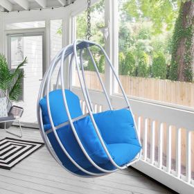 Aluminum Egg Chair; Hanging Swing Chair with Thickness Cushion for Indoor; Outdoor; Garden; Patio
