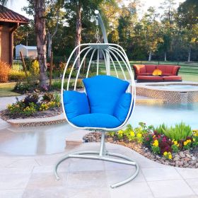 Indoor Outdoor Hanging Egg Swing Chair with Cushion and C Stand;  Egg Shaped Hanging Swing Chair;  Egg-Shaped Hammock Swing Chair Single Seat