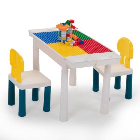 Multifunctional Rectangular Building Block Table - Red and Blue (with DIY Blocks)
