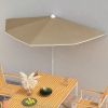 Garden Half Parasol with Pole 70.9"x35.4" Taupe