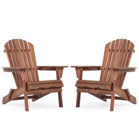 Wooden Outdoor Folding Adirondack Chair Set of 2 Wood Lounge Patio Chair for Garden,Garden, Lawn, Backyard, Deck, Pool Side, Fire Pit,Half Assembled,