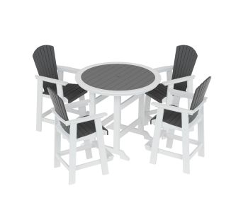 HDPE Patio Bar Table Set High Top Outdoor Table and Chairs Set of 5 Bar Table & Stools Set with Tall Adirondack Chairs Set for 4