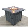 Living Source International 25" H Steel Outdoor Fire Pit Table with Lid ( Grey )