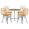 5 Piece Patio Dining Set Poly Rattan
