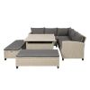 TOPMAX 6-Piece Patio Furniture Set Outdoor Wicker Rattan Sectional Sofa with Table and Benches for Backyard, Garden, Poolside