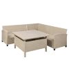 TOPMAX 6-Piece Patio Furniture Set Outdoor Wicker Rattan Sectional Sofa with Table and Benches for Backyard, Garden, Poolside