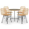 5 Piece Patio Dining Set Poly Rattan