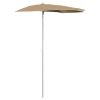 Garden Half Parasol with Pole 70.9"x35.4" Taupe