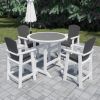 HDPE Patio Bar Table Set High Top Outdoor Table and Chairs Set of 5 Bar Table & Stools Set with Tall Adirondack Chairs Set for 4