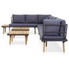 8-Seater Patio Lounge Set with Cushions Solid Acacia Wood