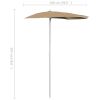 Garden Half Parasol with Pole 70.9"x35.4" Taupe