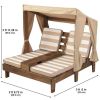 Wooden Outdoor Double Chaise Lounge, Cup Holders, Espresso