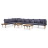 8-Seater Patio Lounge Set with Cushions Solid Acacia Wood