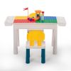 Multifunctional Rectangular Building Block Table - Red and Blue (with DIY Blocks)