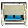 [VIDEO provided]U_Style 2-3 People Outdoor Swing Bed,Adjustable Curtains,Suitable For Balconies, Gardens And Other Places
