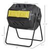 Tumbling Compost Bin Outdoor 360° Dual Chamber Rotating Composter 43 Gallon, Yellow