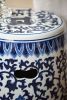 Ceramic Garden Stool, Blue and White Small Side Tabel, D11" x 16"