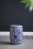 Ceramic Garden Stool, Blue and White Small Side Tabel, D11" x 16"