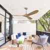 60 Inch Outdoor Ceiling Fan Without Light 3 Solid Wood Blade with DC Motor Remote Control