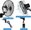 HealSmart 18 Inch Household Commercial Wall Mount Fan, 90 Degree Horizontal Oscillation, 5 Speed Settings, Black, 1-Pack