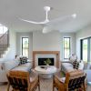52 Inch Indoor Wood Ceiling Fan With 3 Solid Wood Blades Remote Control Reversible DC Motor For Home