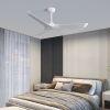 52 Inch Indoor Wood Ceiling Fan With 3 Solid Wood Blades Remote Control Reversible DC Motor For Home