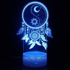 3D Small Night Lamp LED Colorful Touch Remote Control Vision Lamp USB Bedside Table Lamp (Option: Black base touch+16 colors-MY2739)