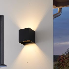 LED Wall Lamp Outdoor Waterproof Aluminum Wall Lamp (Option: Black-Dimmable light)