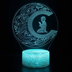3D Small Night Lamp LED Colorful Touch Remote Control Vision Lamp USB Bedside Table Lamp (Option: Black base touch+16 colors-MY2673)