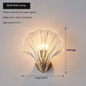 Simple Shell Glass Master Bedroom Italian Room Bedside Living Room Aisle Stair Background Wall Lamp (Option: Warm Light 12w-Copper Clear Light)