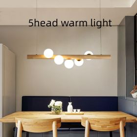 Chandelier Solid Wood Modern Minimalist Log (Option: 5head warm light-G9 light source 5W-US)