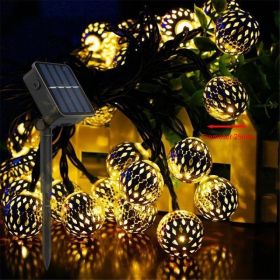 Moroccan Solar Lamp Battery Round Ball Light Garden Decorati (Option: Warm-5M 20LED)