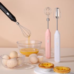 Hand-held Electric Whisk Household Baking Cake Egg White Whisk Small Straight Handle Whisk Wireless Whisk (Color: White)