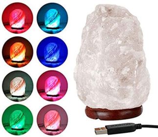 Crystal Salt USB Natural Colorful Color Changing Warm White Led Mineral Small Night Lamp (Option: LED Colorful Color Changing-White Crystal Salt)