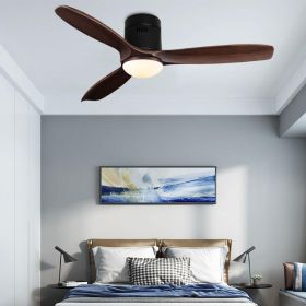 Black Industrial Lightless Living Room, Dining Room, Minimalist Retro Wood Remote Control Electric Fan Light (Option: E)