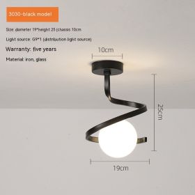 Aisle Corridor Simple Modern Creative Balcony Ceiling Lamp (Option: 3030 Black-Monochrome Warm Light 9W)