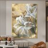 Hand Painted Oil Paintings Hand Painted High quality Flowers Contemporary Modern Rolled Canvas Living Room Hallway Luxurious Decorative Painting