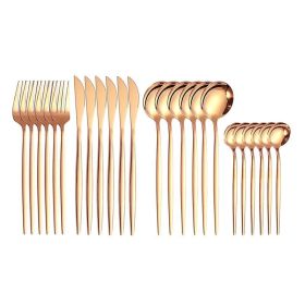24pcs Dining Room Dinnerware Set Stainless Steel Cutlery Set (Color: Rose Gold)