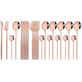 Commercial & Household 24Pcs Dinnerware Set Stainless Steel Flatware Tableware (Color: Rose Gold)