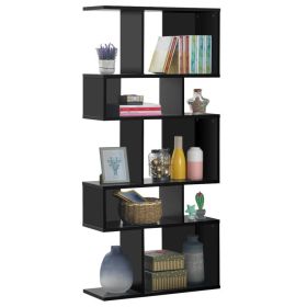 5 Cubes Ladder Shelf Corner Bookshelf Display Rack Bookcase (Color: Black)