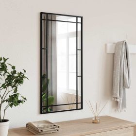 Wall Mirror Black 15.7"x31.5" Rectangle Iron (Color: Black)